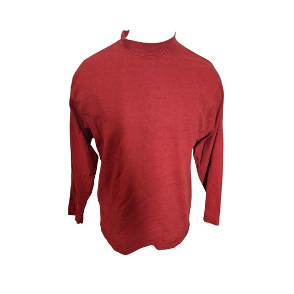 Banana Republic VTG 90s Y2K Mens Mock Tee Long Sleeve Cotton Pullover Burgundy M - Picture 1 of 3